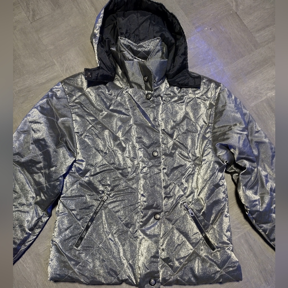 Silver Metallic Warm Winter Jacket - image 4